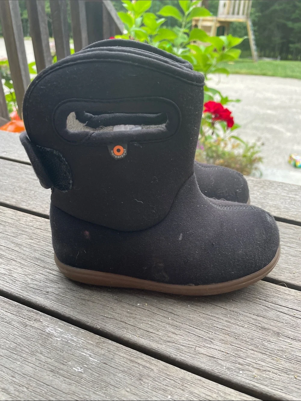 Black Kids Bogs Winter Boots with Easy-Grab Handle
